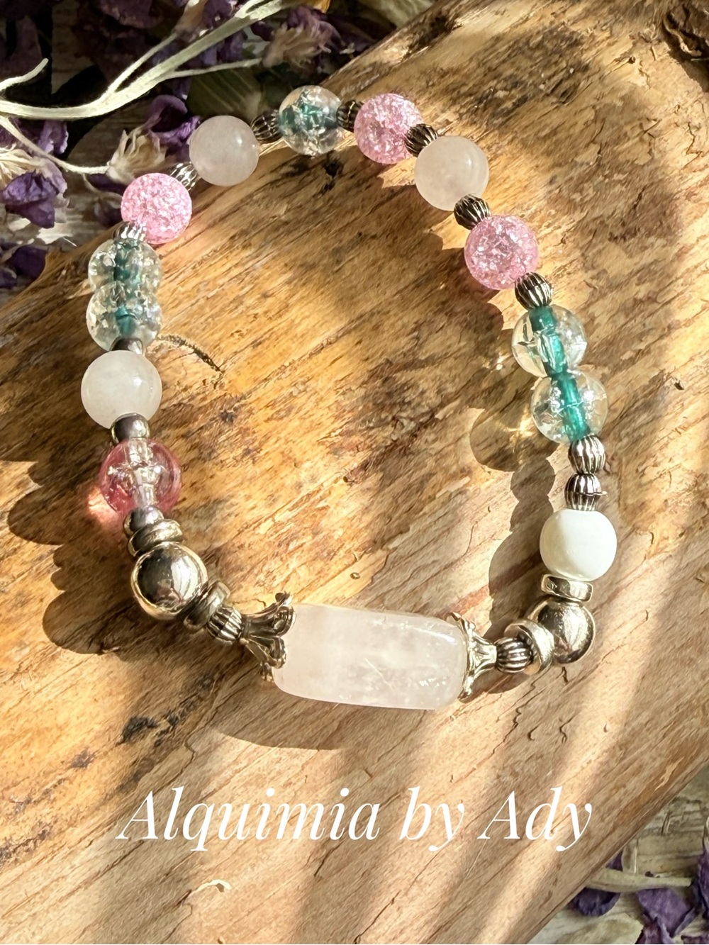 Alquimia rose quartz +  aqua  Bracelet with silver Accents